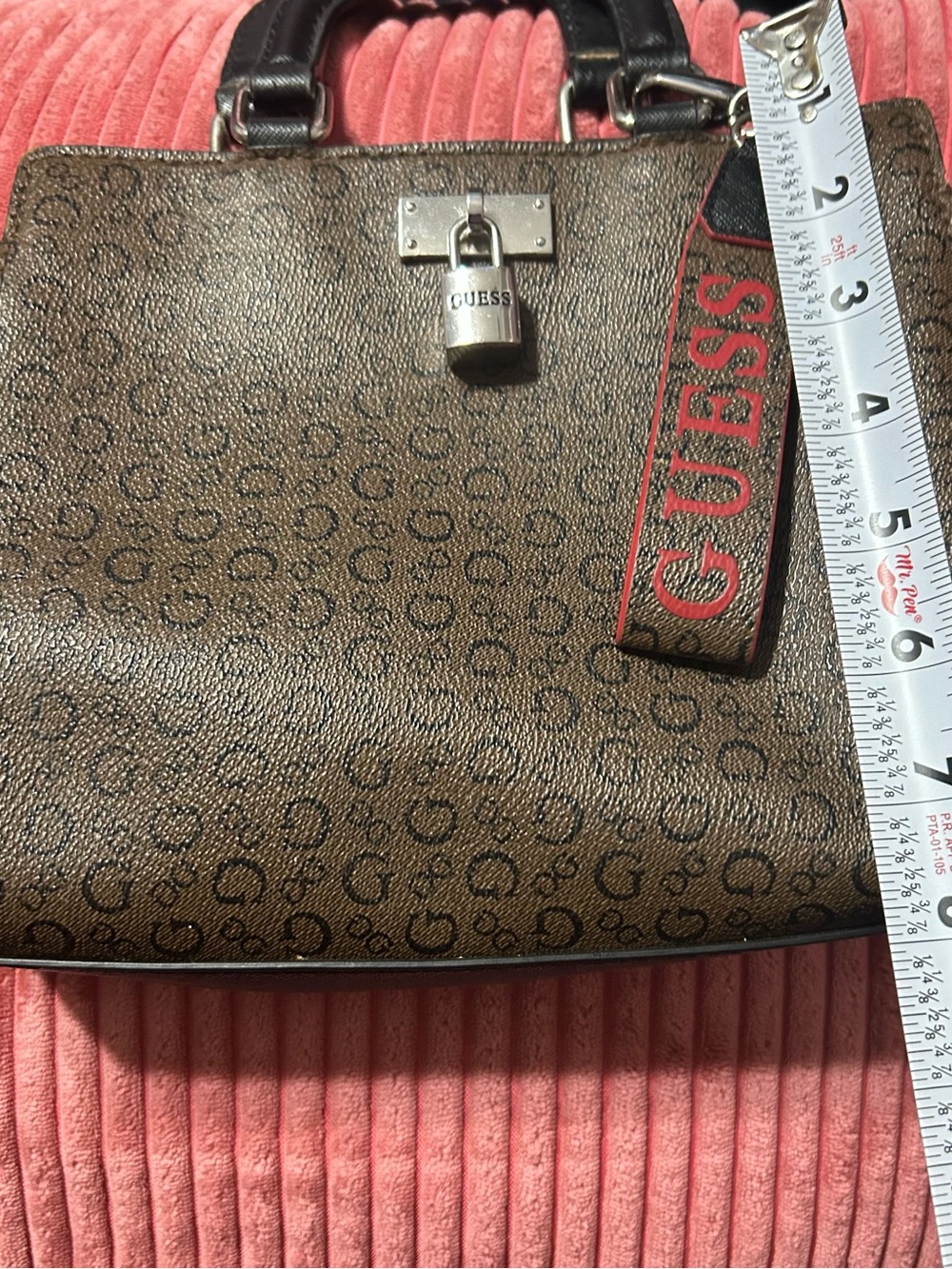 Guess Brown and Black Logo Crossbody Bag with Red Accent - Picture 10 of 11